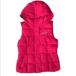 Hollister Pink Puffer Hooded Vest